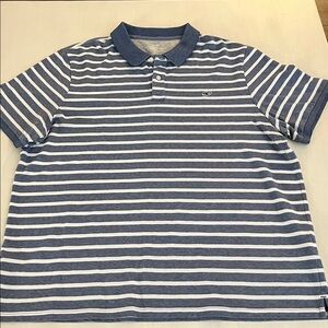 Vineyard Vines Navy and White Striped Polo